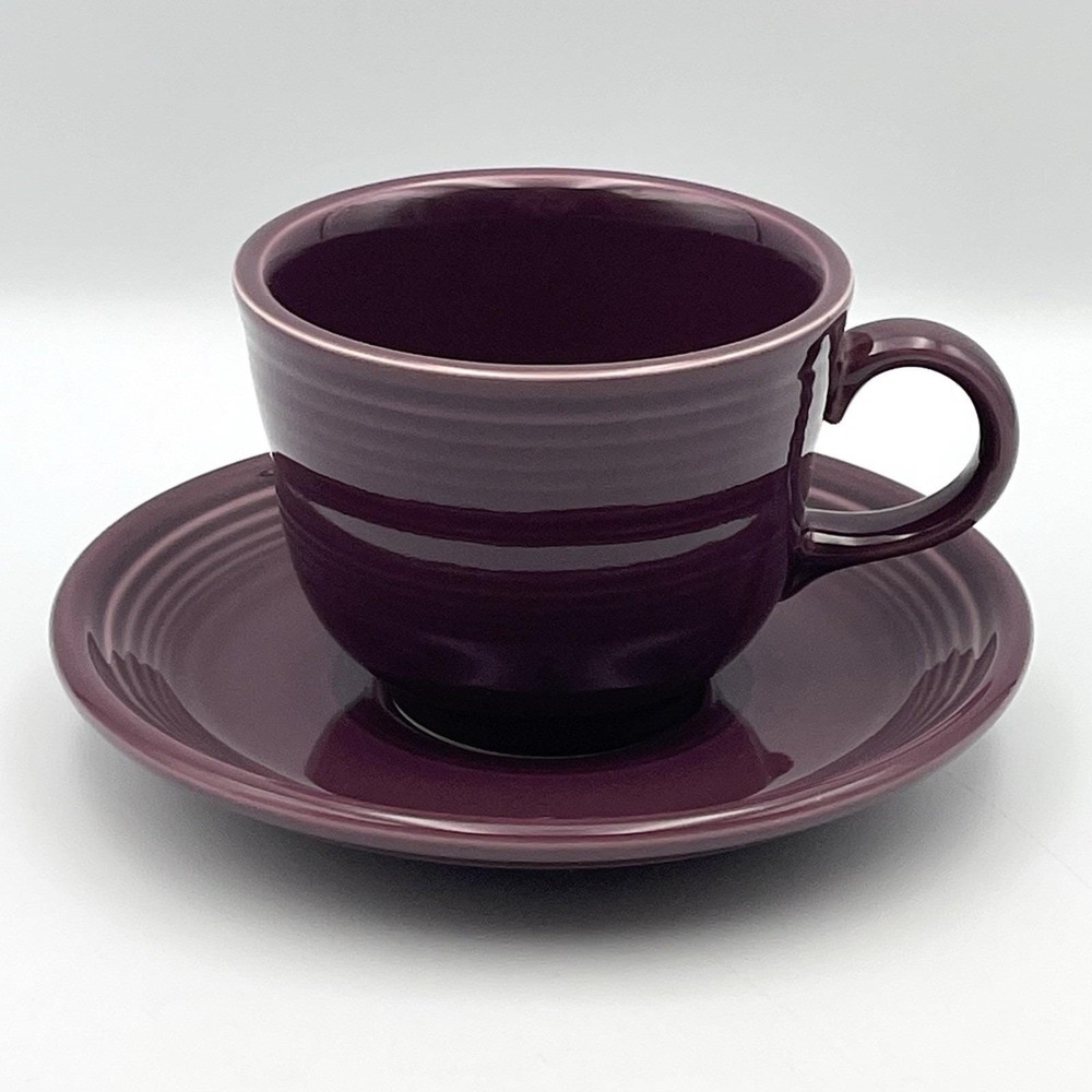 Fiesta Fiestaware Plum Purple Coffee Cup Mug & Saucer Set USA Homer Laughlin